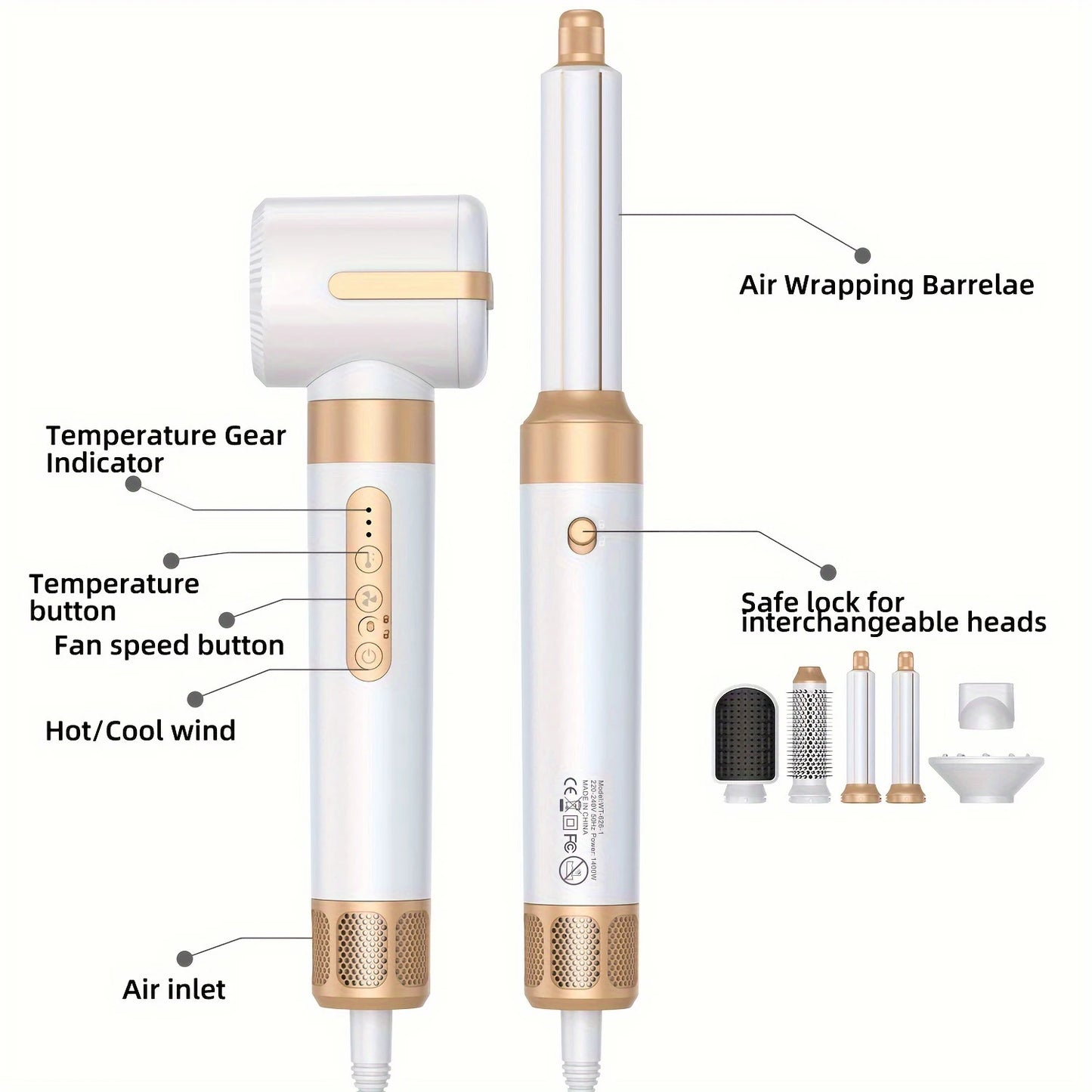 7-in-1 Brushless Hair Dryer with Diffuser, Ionic Curler & Hot Air Brush