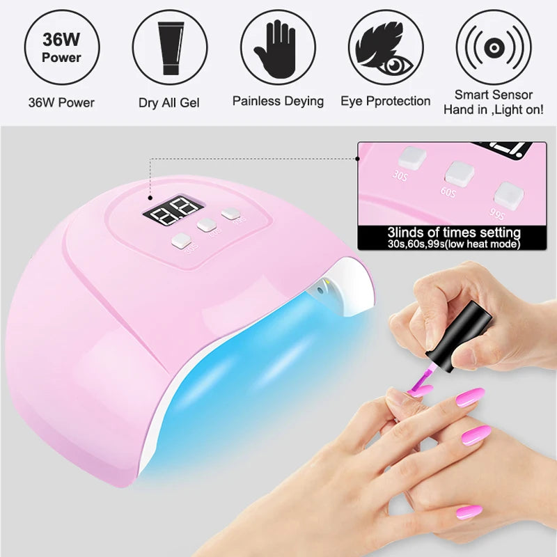 Gel Nail Kit with UV Lamp, Electric Nail Drill & Manicure Tools